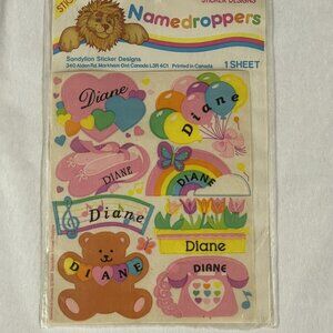 Vintage Sandylion One Sheet of Stickers 1988 Namedroppers Diane NOS
